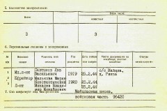 2. Братская могила в Ряяза. Учётная карточка воинского захоронения